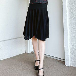 Black Twirl Knee Length Skirt